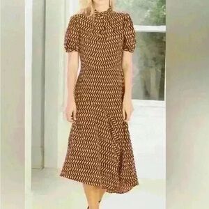Elegant Brown Patterned Dress